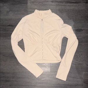 Cream Long Sleeve Button-Up Top